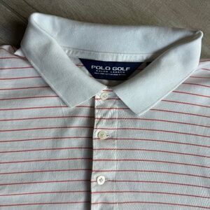 Polo Golf by Ralph Lauren White & Orange Striped Polo Shirt – Men’s XL